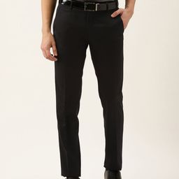Peter England Men Navy Blue Solid Slim Fit Formal Trousers-image-83