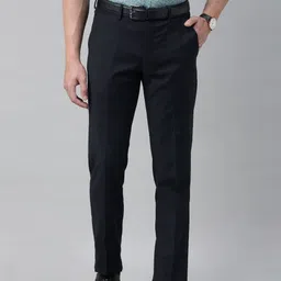 Louis Philippe Gods & Kings Men Black Regular Fit Solid Formal Trousers-image-4