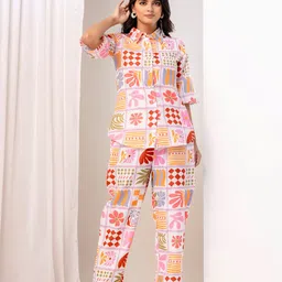 Jaipur Love Checked Print Shirt Collar Shirt With Trousers Co-Ords-picture-15