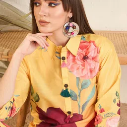 Anouk Floral Printed Shirt Collar Neck Tunic With Trousers Co-Ords-image-60