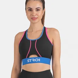 STRCH Colourblocked Cut and Sew Medium Coverage Workout Bra-15