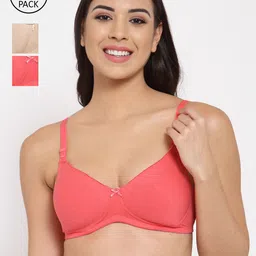 Inner Sense Pack of 3 Pink & Beige T-shirt Bra Full Coverage Lightly Padded ISB104-picture-1