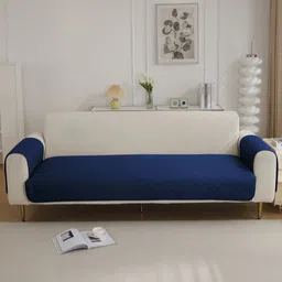HOKIPO Navy Blue 3 Seater Sofa Seat Mat & 2 Armrest Covers-image-66