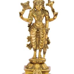 The Advitya Gold Toned Standing Lord Vishnu Brass Showpiece-image-36