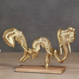 Manor House Gold-Toned & Brown Elephant Head Curio Showpiece-image-31