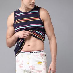 THE BEAR HOUSE Men White Pack of 2 Printed Knitted Boxers-image-27