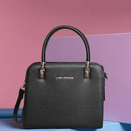 Lino Perros Black Solid Handheld Bag with Sling Strap-image-60