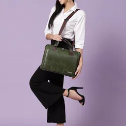 VISMIINTREND Unisex Leather Padded Compartment Laptop Bag-56