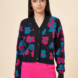 Coolsters by Pantaloons Girls Floral Self Design Crop Cardigan-picture-27
