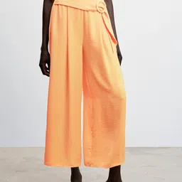 MANGO Women High-Rise Belted Detail Sustainable Cropped Trousers-image-77