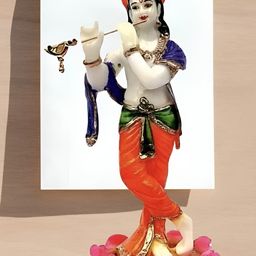 krishnagallery1 White & Orange Lord Krishna Idol Showpiece-image-52