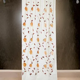 CASA-NEST White & Orange-colored Floral Printed Waterproof Shower Curtain-12