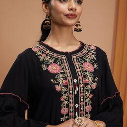 Nayam By Lakshita Floral Embroidered Thread Work & Sequinned Straight Kurta with Trouser-picture-49