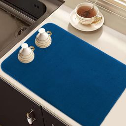 Kuber Industries Blue 2 Pieces Rectangular Microfiber  Dish Dry Mats-53