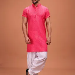 SHIWAM ETHNIX Men Geometric Printed Kurta with Salwar & Jacket-picture-8