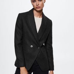 MANGO Sustainable Herringbone Patterned Casual Blazer-picture-27
