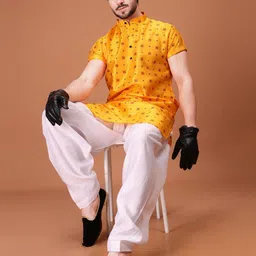 SHIWAM ETHNIX Men Geometric Printed Kurta with Salwar-picture-12
