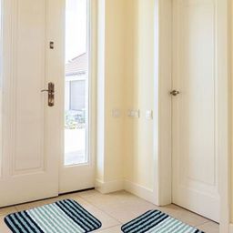 DREAM WEAVERZ Blue & Green 2 Pieces Striped Microfiber Anti Skid Doormats-55