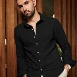 URBANICE Men Standard Slim Fit Textured Spread Collar Casual Shirt-image-27