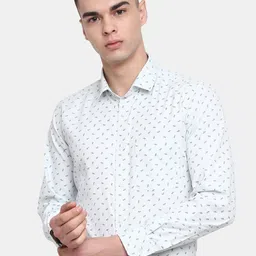 J White by Vmart Conversational Printed Spread Collar Cotton Formal Shirt-image-14