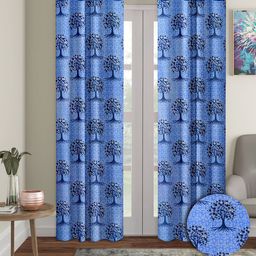 Cortina Navy Blue & Black 2 Pieces Quirky Printed Door Curtains-9