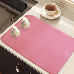 Kuber Industries Pink 2 Pieces Microfiber Rectangular Dish Dry Mat-18