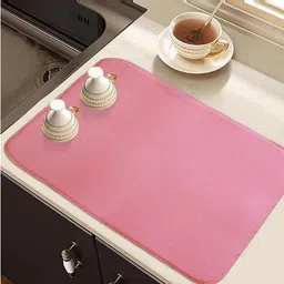 Kuber Industries Pink 3 Pieces Rectangular Microfiber Dish Dry Table Placemats-22
