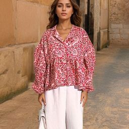 Stylecast X Hersheinbox Abstract Printed Lapel Collar Empire Top-image-70