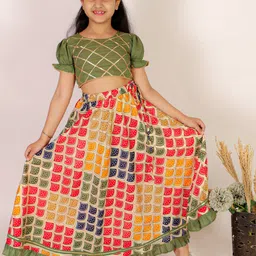 Superminis Girls Embellished Foil Print Ready to Wear Lehenga Choli-picture-31