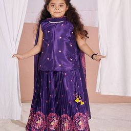 Vivedkids Girls Printed Beads and Stones Ready to Wear Lehenga & Blouse With Dupatta-picture-34