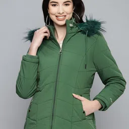 Foreign Culture By Fort Collins Women Green Insulator Outdoor Parka Jacket-image-4