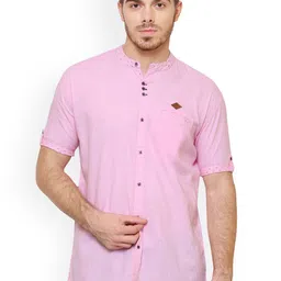 Kuons Avenue Men Pink Smart Slim Fit Solid Casual Shirt-image-19
