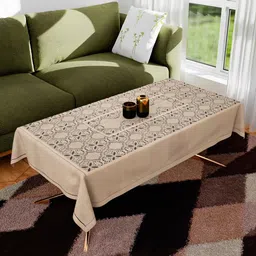 Kuber Industries Gold-Toned Anti-Skid Cotton 4-Seater Table Cover with Embroidered details-picture-58
