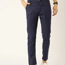 SOJANYA Men Navy Blue Smart Regular Fit Solid Trousers-picture-50