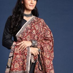 Taavi Ethnic Motifs Hand Block Printed Kalamkari Sustainable Dupatta-33