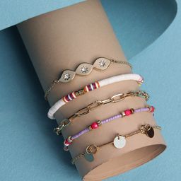 VOGUE PANASH Women Set of 5 Gold-Plated & Red Charm Bracelets-image-47