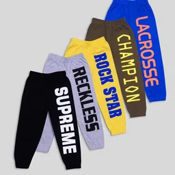 Kuchipoo Kids Pack Of 5 Graphic Print Cotton Blend Track Pants-image-17
