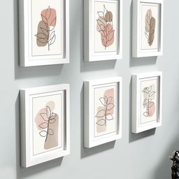 RANDOM White Set Of 6 Premium 3D Wooden Wall Photo Frames-66