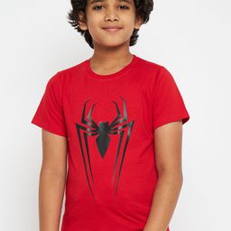 Marvel by Wear Your Mind Boys Red & madder lake Typography Printed Raw Edge T-shirt-image-60