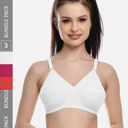 FIMS White & Pink Pack of 3 Cotton Blend Non-Padded Bras MTR_Cross_Bra_WhitePinkRed_B-image-69