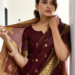 KALINI Ethnic Motifs Woven Design Zari Designer Banarasi Saree-image-46