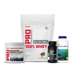 GNC Set Of 4 Whey Protein Blueberry Creatine Monohydrate Multivitamin & Fish Oil-61