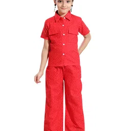 MASTARANG Girls Embroidered Shirt With Trousers Co-Ord Set-image-5