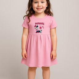 YK Disney Girls Minnie Mouse Printed Cotton Fit & Flare Dress-image-64