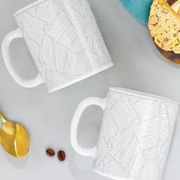 Larah by BOROSIL White & Grey 2 Pieces Printed Opalware Glossy Mugs 320 ml-21