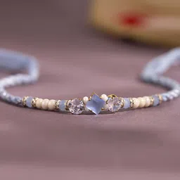 Voylla Glimmering Pastel American Diamond Studded Thread Rakhi-image-65