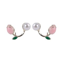 PolluxCraft Gold-Plated Contemporary Pearl Zircon Korean Studs-50