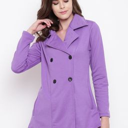Belle Fille Women Purple Solid Double-Breasted Tailored Jacket-image-97