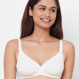 Inner Sense White Solid Organic Antimicrobial Sustainable Non-Wired Non Padded Nursing Bra IMB006F-42