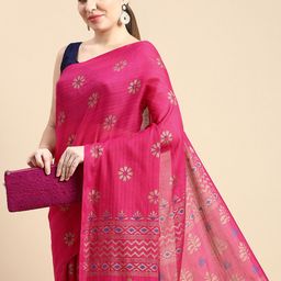 DESH BIDESH Woven Design Floral Pure Cotton Khadi Saree-image-45
